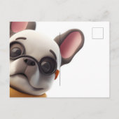 可愛いフレンチブルドッグのビンテージカー ポストカード (裏面)