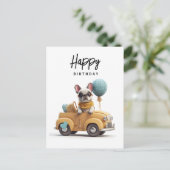 可愛いフレンチブルドッグのビンテージカー ポストカード (スタンド正面)