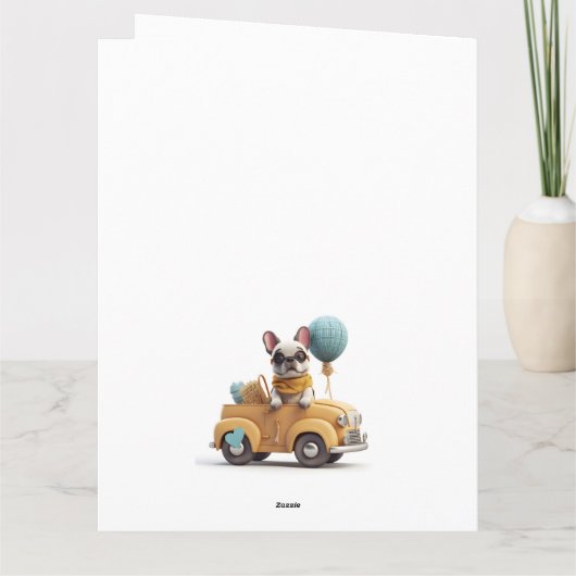 可愛いフレンチブルドッグのヴィンテージカー カード (裏面)