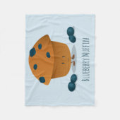 可愛いフレンドリーブルーベリーマフィン漫画のキャラクター フリースブランケット (正面)