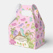 可愛いフレンドリー恐竜の女の子誕生日赤ちゃんシャワー フェイバーボックス (裏面サイド)
