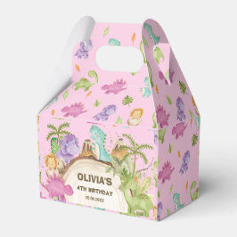 可愛いフレンドリー恐竜の女の子誕生日赤ちゃんシャワー フェイバーボックス