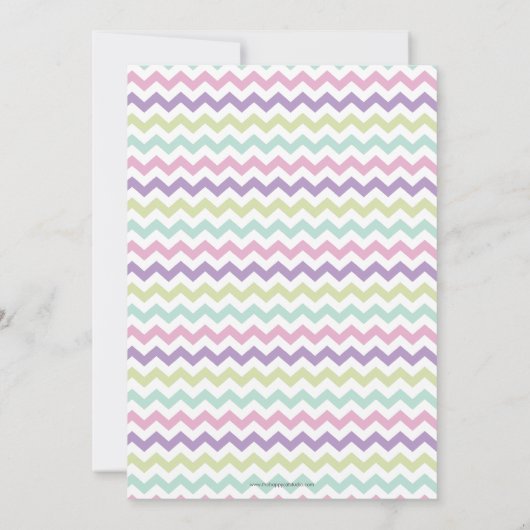 可愛いフレンドリー恐竜の女の子1st誕生日パーティー 招待状 (裏面)