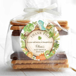 可愛いフレンドリー恐竜の赤ちゃんシャワー誕生日 ラウンドシール