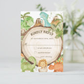 可愛いフレンドリー恐竜の赤ちゃんシャワー1st誕生日 出欠カード (スタンド正面)