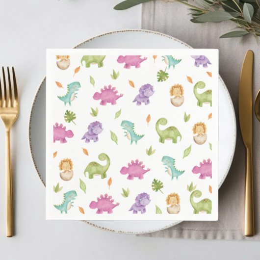 可愛いフレンドリー恐竜パーティーTレックス気管支索 スタンダードカクテルナプキン