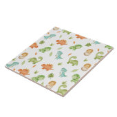 可愛いフレンドリー恐竜パーティーTレックス気管支索 タイル (側面)