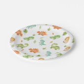 可愛いフレンドリー恐竜パーティーTレックス気管支索 ペーパープレート (アングル)