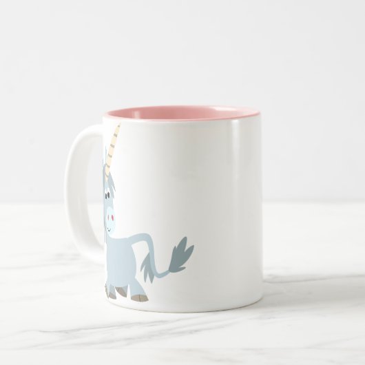 可愛いフレンドリー漫画ユニコーンマグ ツートーンマグカップ (正面左)