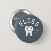 可愛いフロス歯 缶バッジ (正面&裏面)