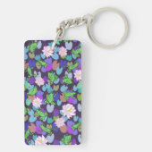 可愛いフロッグアートのモノグラムのキーチェーン キーホルダー (裏面)