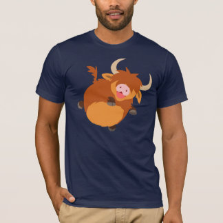 可愛いフローティング漫画ハイランド牛Tシャツ Tシャツ