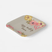 可愛いフローラかわいらしフラワーピンクボウ誕生日パーティー ペーパープレート (傾斜あり)