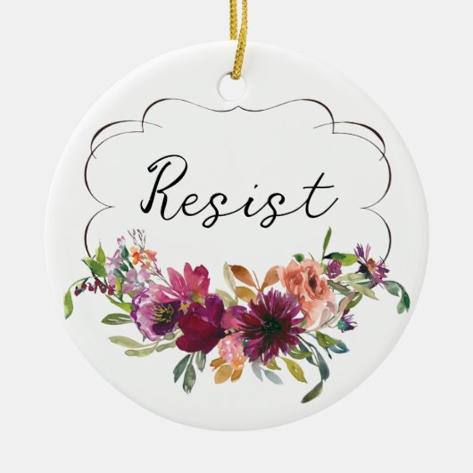 可愛いフローラが政治に抵抗 セラミックオーナメント (正面)