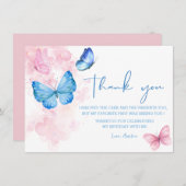 可愛いフローラが蝶の上にフラッター誕生日 サンキューカード (正面/裏面)