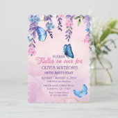 可愛いフローラが蝶の上にフラッター誕生日 招待状 (スタンド正面)