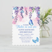 可愛いフローラが蝶の上にフラッター誕生日 招待状 (スタンド正面)