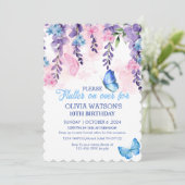 可愛いフローラが蝶の上にフラッター誕生日 招待状 (スタンド正面)