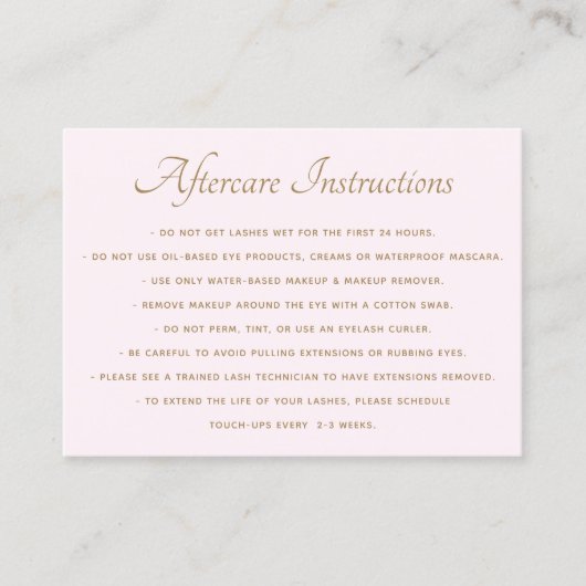 可愛いフローラアフターケアfor Lash Extensionsサロン 名刺 (正面)