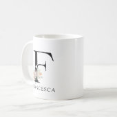 可愛いフローラウォーターカラーボホモノグラム コーヒーマグカップ (正面左)