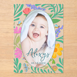 可愛いフローラカラフル写真の誕生発表の追加 アクリル招待状
