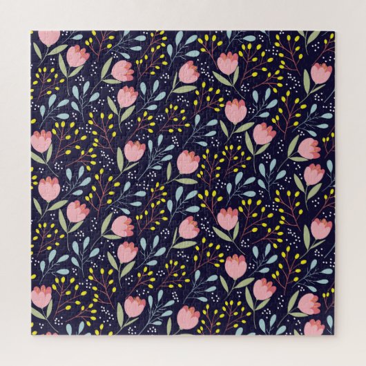 可愛いフローラカラフル:花柄。 ジグソーパズル (縦)