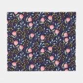 可愛いフローラカラフル：花柄。 フリースブランケット (正面(横))