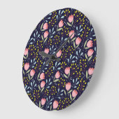 可愛いフローラカラフル：花柄。 ラージ壁時計 (傾斜)