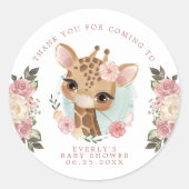 可愛いフローラキリン女の子ベイビーシャワーありがとう ラウンドシール (正面)