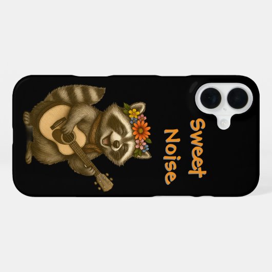 可愛いフローラクラウン遊ラクーンのギター音楽 iPhoneケース (裏面横)