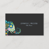 可愛いフローラゾウのダークグレー 名刺 (正面)