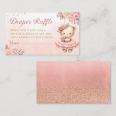 可愛いフローラテディベアーベアーおむつラッフルベビーシャワー エンクロージャーカード (正面/裏面)