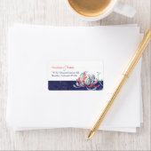 可愛いフローラネイビー結婚ブルーの住所 ラベル (インサイチュ)