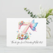 可愛いフローラバタフライセブン誕生日ありがとう サンキューカード (スタンド正面)