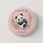 可愛いフローラパンダママ赤ちゃんシャワー 缶バッジ (正面)
