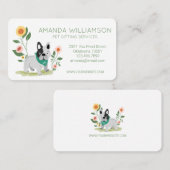 可愛いフローラフランスのブルドッグペットケアサービス 名刺 (正面/裏面)