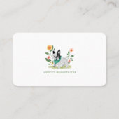 可愛いフローラフランスのブルドッグペットケアサービス 名刺 (裏面)