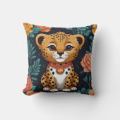 可愛いフローラブルーチーテプリント クッション (正面)