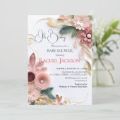 可愛いフローラベビーシャワー紙クイリング 招待状 (スタンド正面)