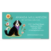 可愛いフローラベルネーズマウンテンドッグケアサービス マグネット名刺 (正面)