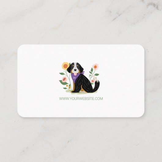 可愛いフローラベルネーズマウンテンドッグケアサービス 名刺 (裏面)