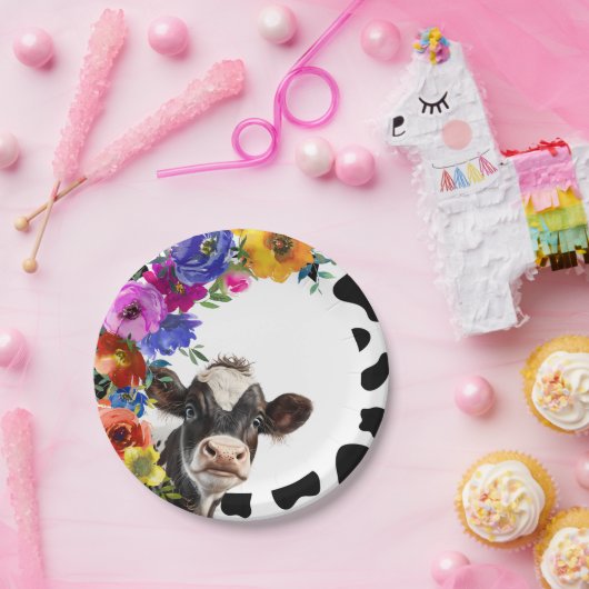 可愛いフローラホーリーカウズ誕生日 ペーパープレート (パーティー)