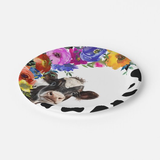 可愛いフローラホーリーカウズ誕生日 ペーパープレート (アングル)