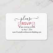 可愛いフローラボケ結婚のウェブサイトRSVP 名刺 (裏面)