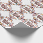 可愛いフローラミセス結婚・ホワイト ラッピングペーパー (角)