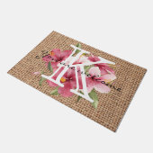 可愛いフローラモノグラムの夏の歓迎文字 ドアマット (アングル)