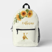 可愛いフローラモノグラムパーソナライズされた名 プリントバックパック (正面)