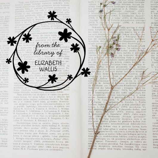 可愛いフローラリースカジュアルスクリプト名前をカスタムする本 ラバースタンプ