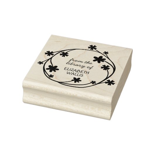 可愛いフローラリースカジュアルスクリプト名前をカスタムする本 ラバースタンプ (スタンプ)