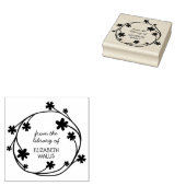 可愛いフローラリースカジュアルスクリプト名前をカスタムする本 ラバースタンプ (押印)